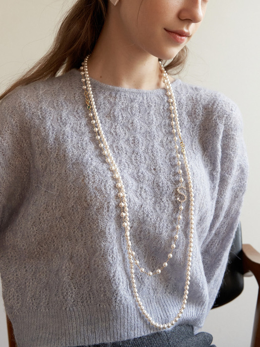[Silver925] Creme Classic Pearl Long Necklace_NZ1120