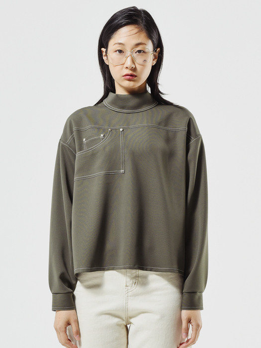 POCKET-DETAILED BLOUSE_KHAKI