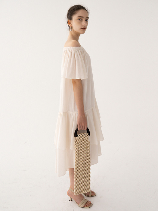 SS21 Off-shoulder Dress Bone-white