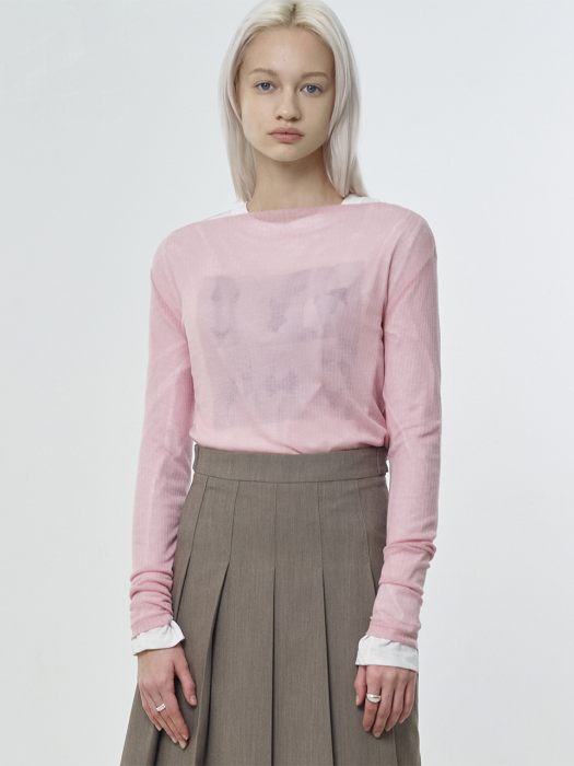 R CURVE BOAT-NECK T-SHIRT_PINK