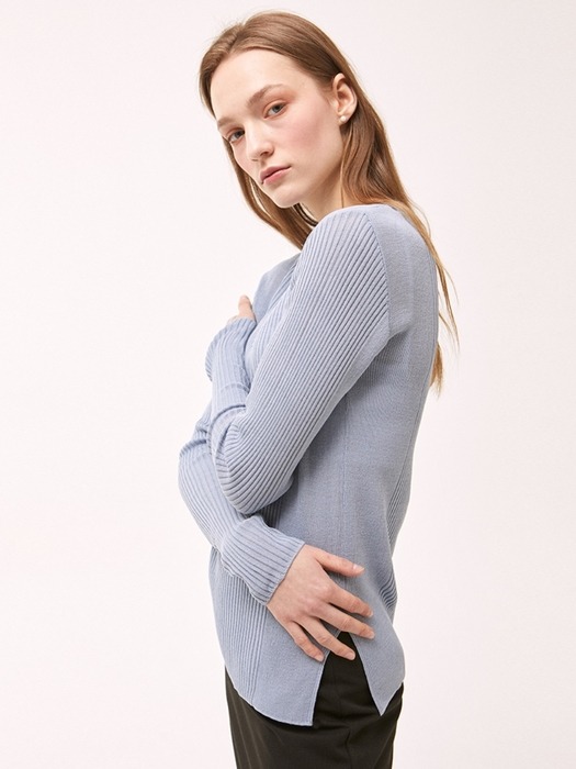 Ribbed Line Knit - Blue