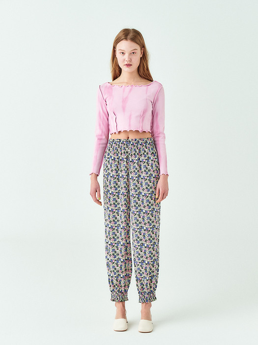 Frill Banding Pants in Floral