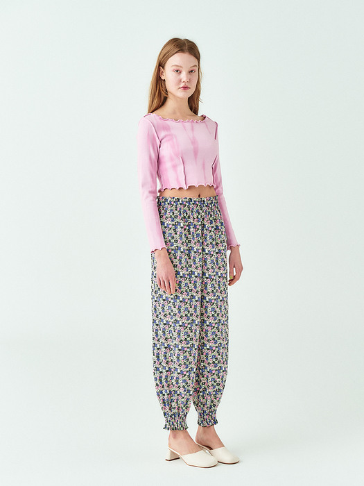 Frill Banding Pants in Floral