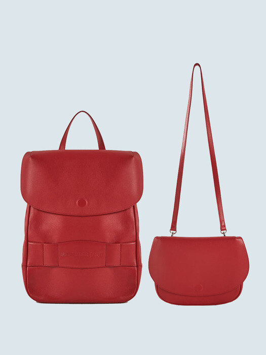 [CLASSIC]INFINITY TOTE BACKPACK & CROSS BAG SET - Lively Red
