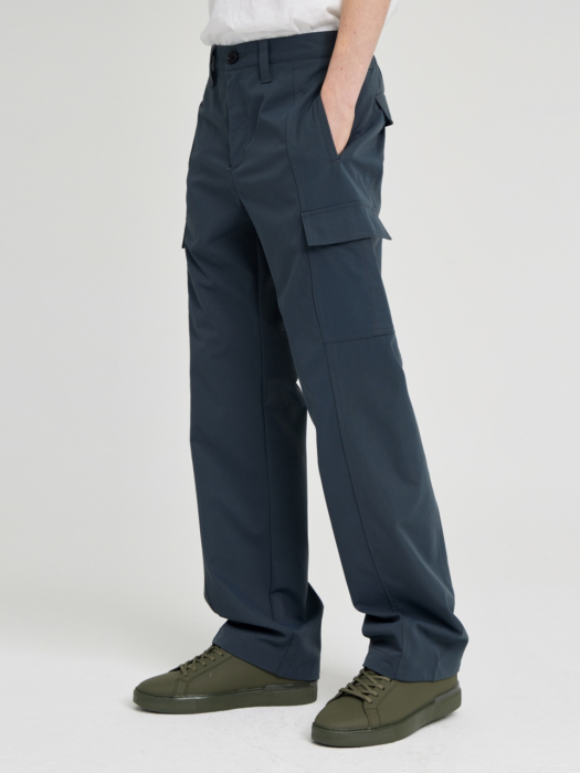 Wide Twill Cargo Pants - Charcoal