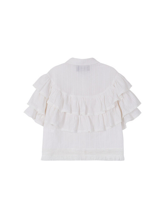 SASHA BOHEMIAN RUFFLE TIERED BLOUSE atb567w(WHITE)