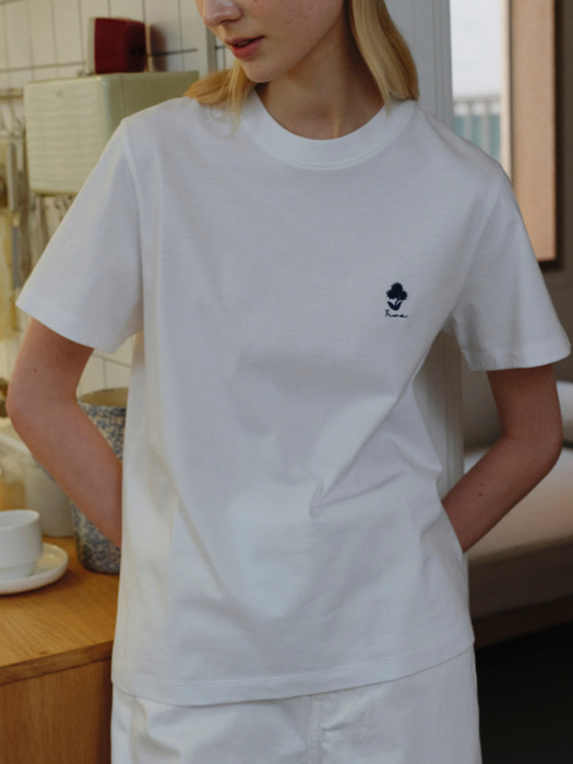 EMBROIDERED COTTN T-SHIRT(WHITE)