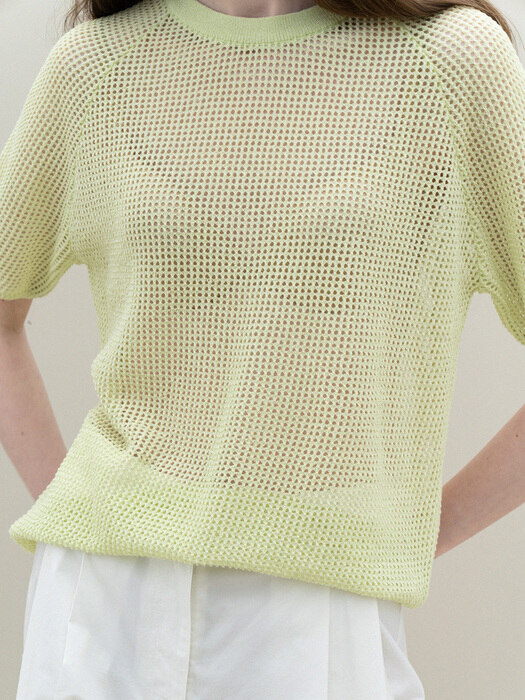 net short-sleeve knit (lime)