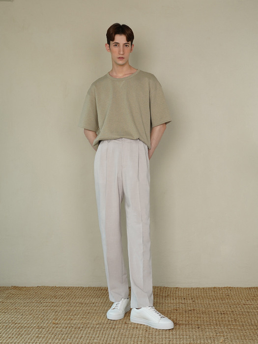 SEMI WIDE TUCK SUMMER SLACK_LIGHT GREY