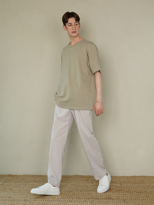 SEMI WIDE TUCK SUMMER SLACK_LIGHT GREY