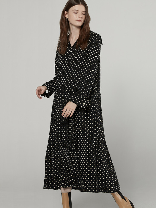 Elly pleated dress - Black dot