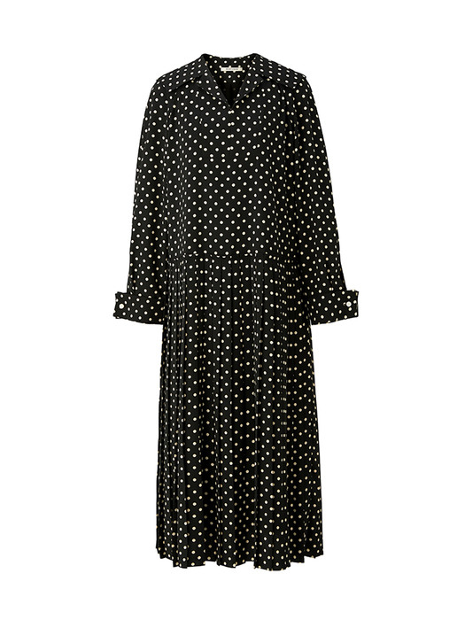 Elly pleated dress - Black dot