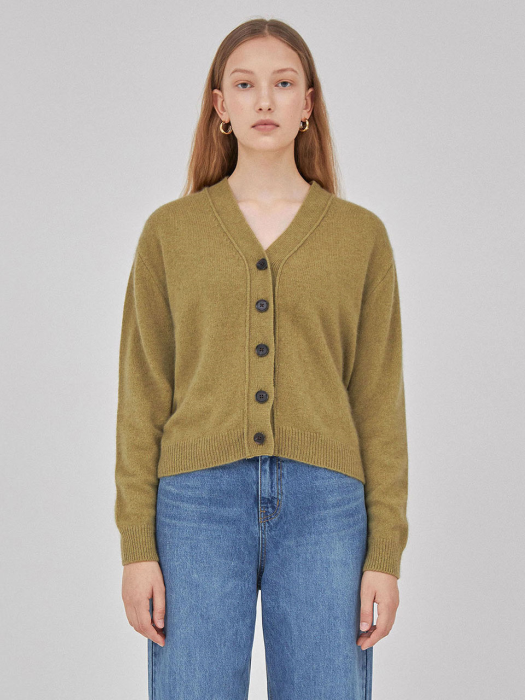 Raccoon-blend Wrap Cardigan in Olive VK1WD170-41