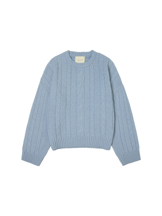 SKN 2015 Extra Fine Wool Cable Knit_Sky blue