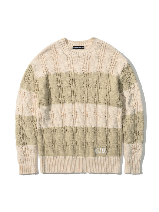 STRIPE CABLE KNIT [IVORY]