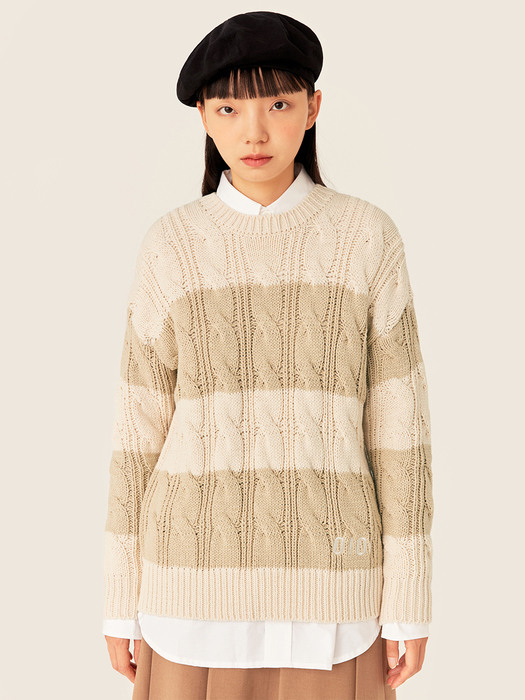 STRIPE CABLE KNIT [IVORY]