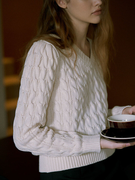 Long sleeved cable knit_4color