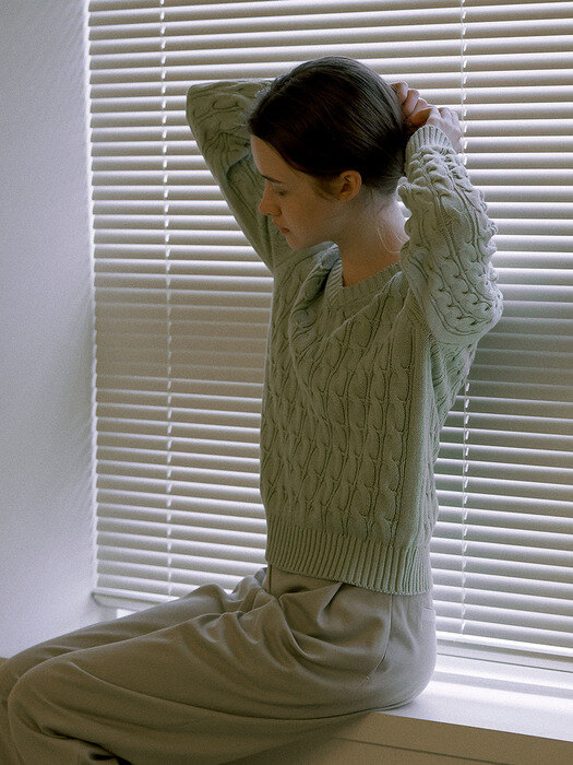 Long sleeved cable knit_4color