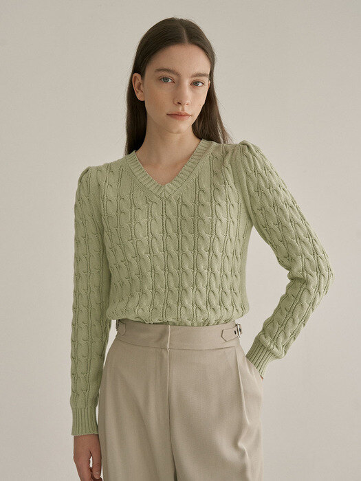 Long sleeved cable knit_4color