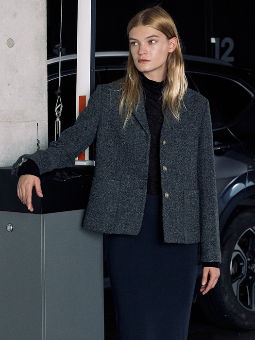 [Day-Wool] Harris Tweed Three-button Jacket