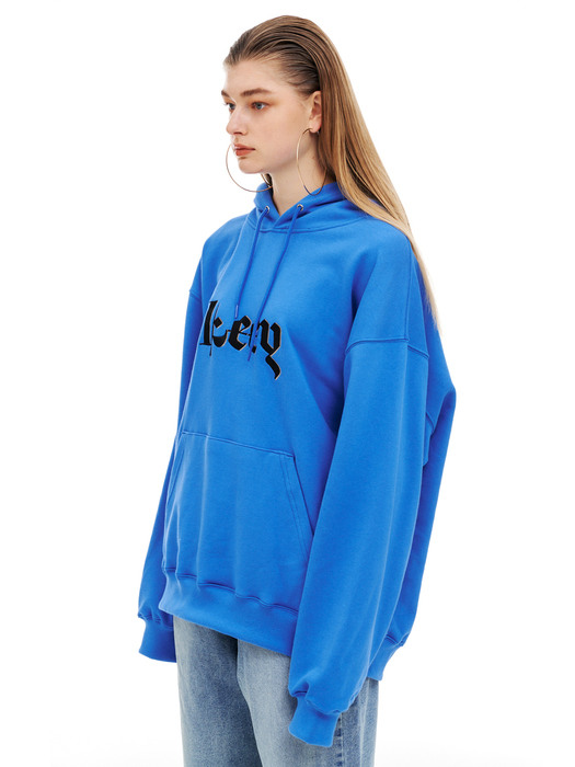 Typographic Print Hoodie Blue