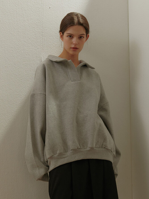 COLLAR OVER-FIT SWEATSHIRT GRAY