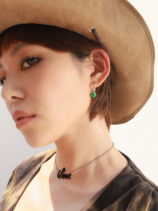 Slim Gem donut Hoop Earring (4color)