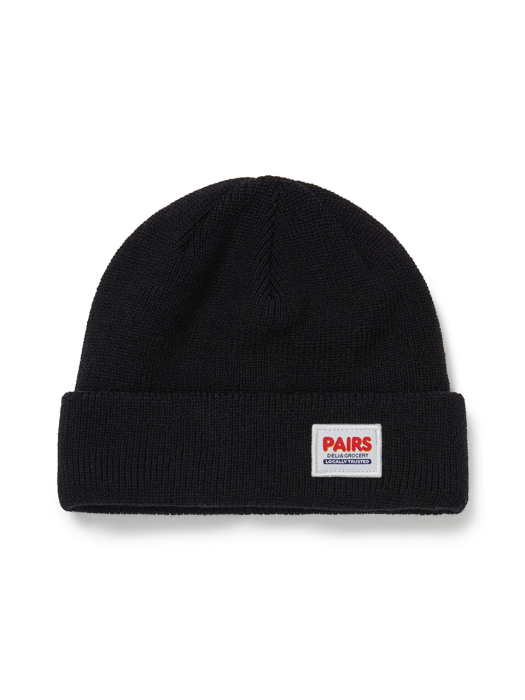 Square Patch Beanie Black