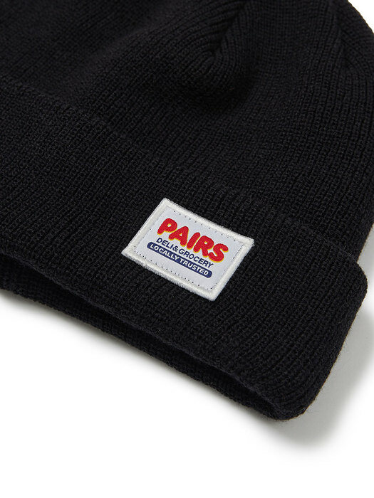 Square Patch Beanie Black