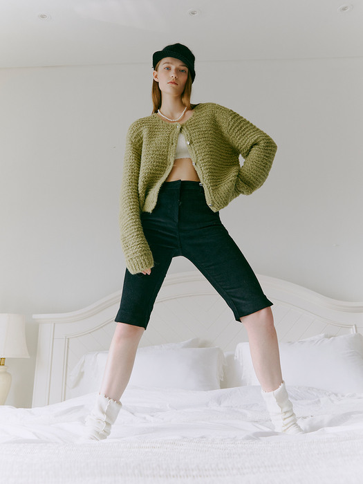 Boucle Knit Cardigan, Light Green