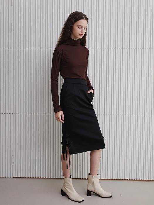 ribbon pencil skirt_black