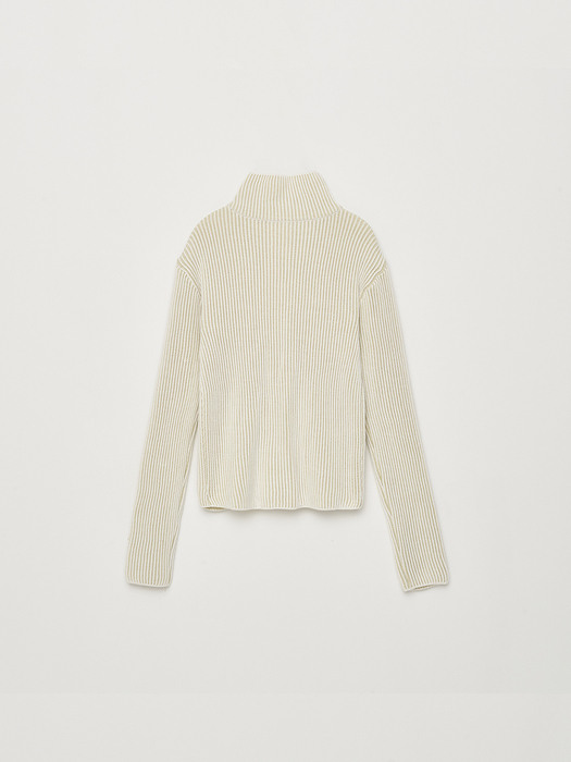 HIGH NECK KNIT CARDIGAN IN IVORY