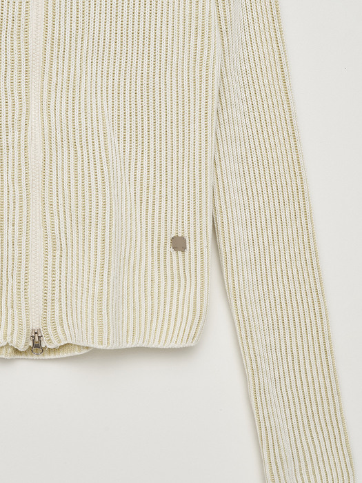 HIGH NECK KNIT CARDIGAN IN IVORY
