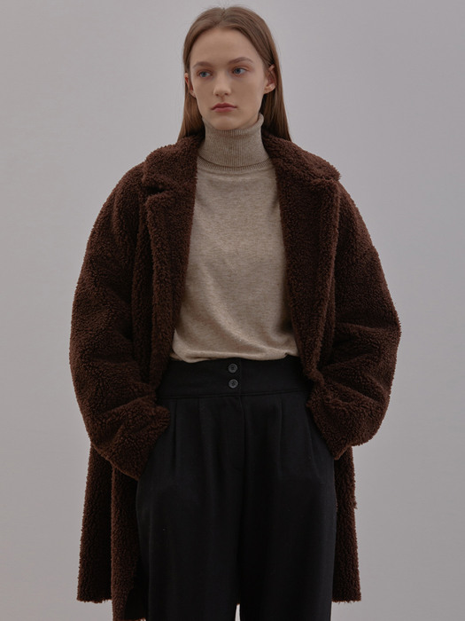 TEDDY BEAR HALF COAT_Brown