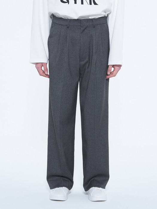 Two-Tuck Rivet Slacks Grey