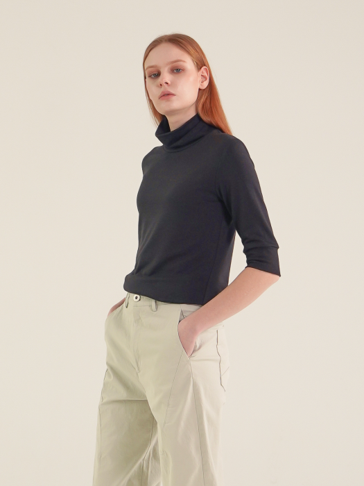 Terry Turtle Neck Top_Ivory