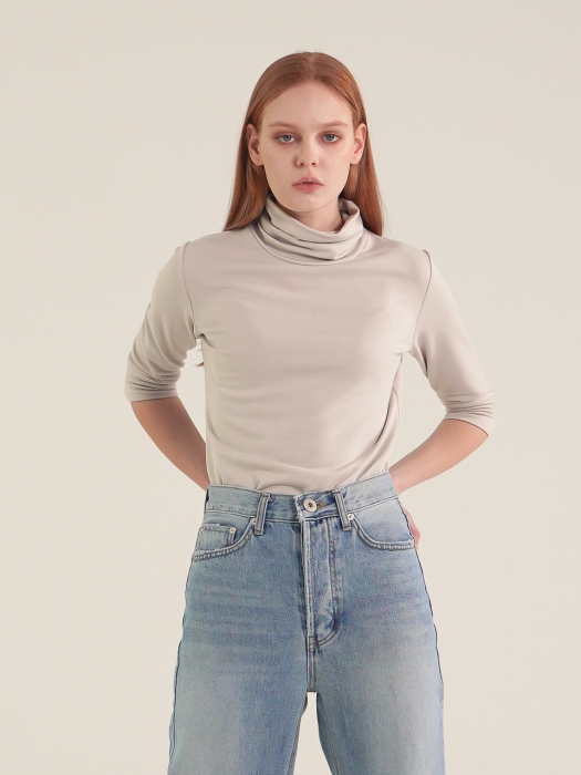 Terry Turtle Neck Top_Ivory