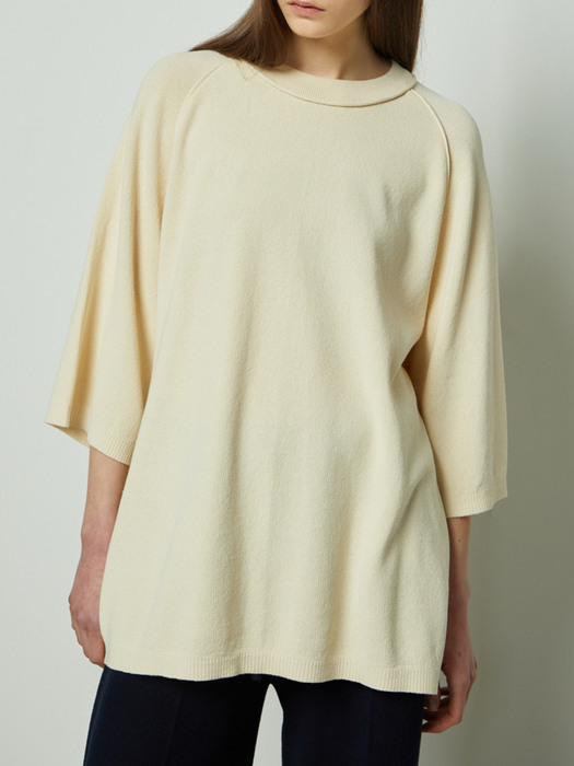 Organic cotton 100% raglan sleeve pullover_Ivory