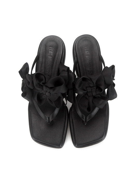 Puffed platform sandals with Maedeup (Korean knot) | Black