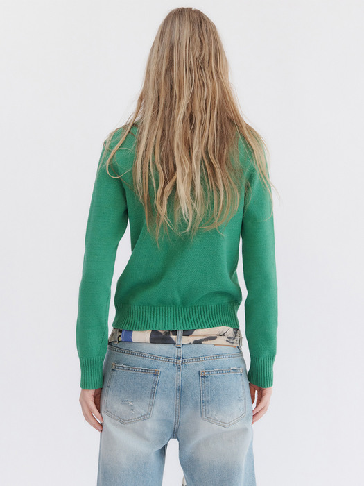 CLASSIC V-NECK KNIT PULLOVER, GREEN