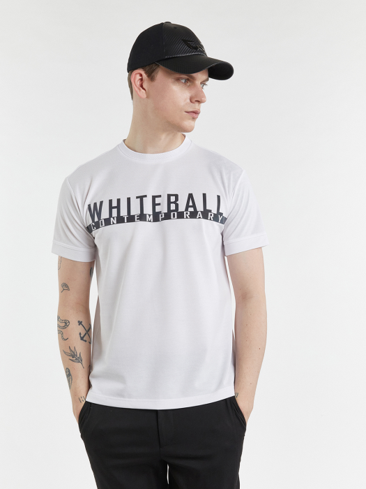 화이트볼 골프웨어 남성 피케 라운드 티셔츠 (WHITE)