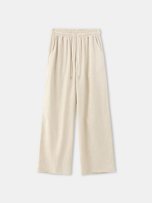 Linen Banding Wide Pants [Natural]
