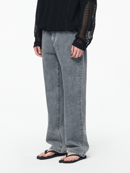 DP113 WIDE DENIM PANTS (Gray)