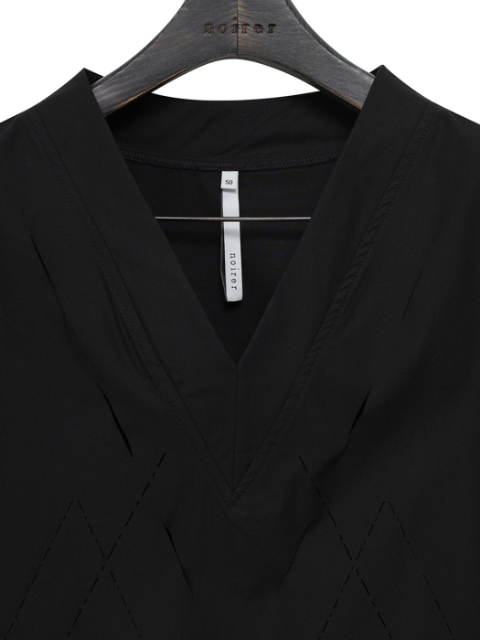컷팅 오버핏 브이넥 셔츠 (블랙)