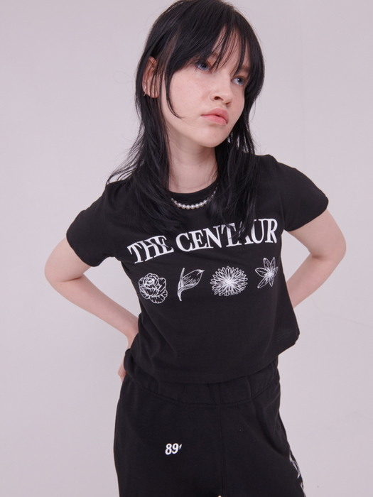 [EXCLUSIVE][TC22SSTOP33BK] FLOWER HEAD CROPPED TSHIRT [BLACK]