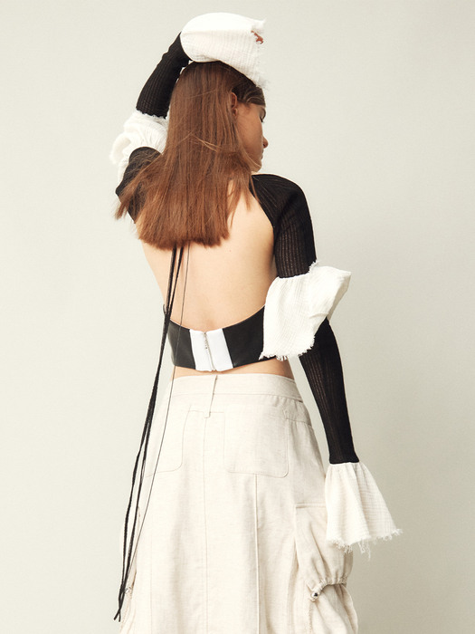 Ruffle Sleeve Ivory Black