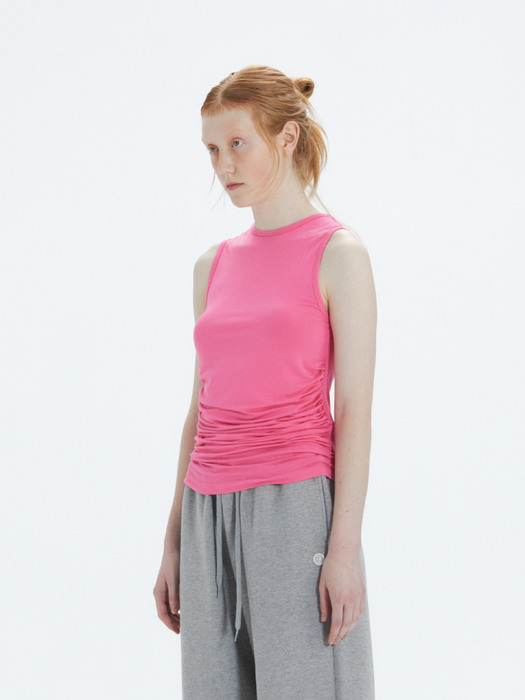 Ruched Side Tank Top (Pink)
