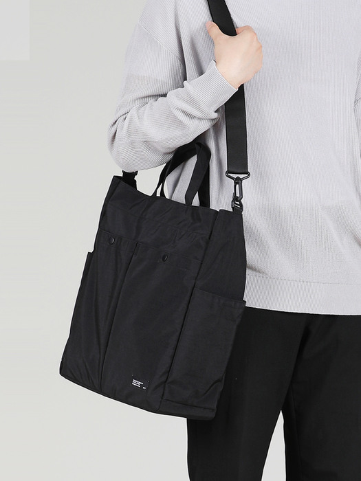 로티스 워싱 나일론 토트백 블랙 Lotis Pocket Tote Bag