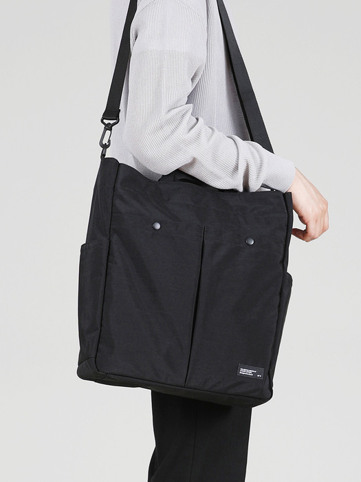 로티스 워싱 나일론 토트백 블랙 Lotis Pocket Tote Bag