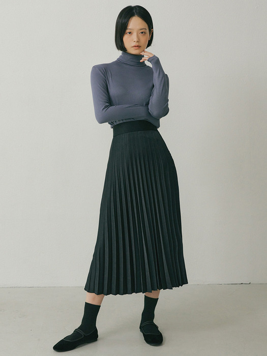 FAL PLEATS LONG SKIRT BLACK